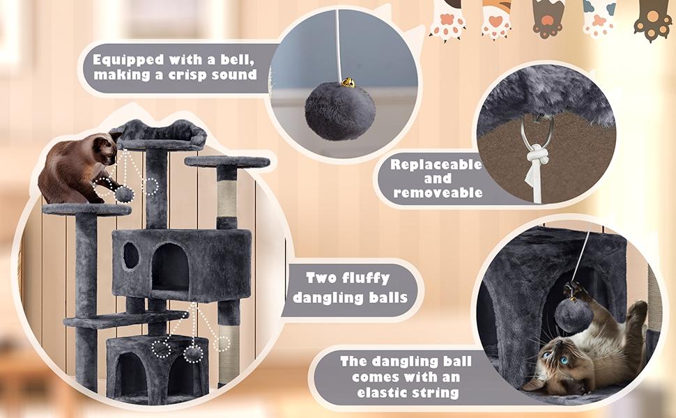 【All Size】Yaheetech 54″ Cat Tree Tower Condo Furniture Scratch Post for Kittens Pet House Play Cat Tower w/ 2 Condos & 2 Dangling Balls & 3 Scratching Posts Multilevel Indoor Cat Tree Tower for Kittens & Small/Medium Cats 【All Size】Yaheetech 54″ Cat Tree Tower Condo Furniture Scratch Post for Kittens Pet House Play Cat Tower w/ 2 Condos & 2 Dangling Balls & 3 Scratching Posts Multilevel Indoor Cat Tree Tower for Kittens & Small/Medium Cats