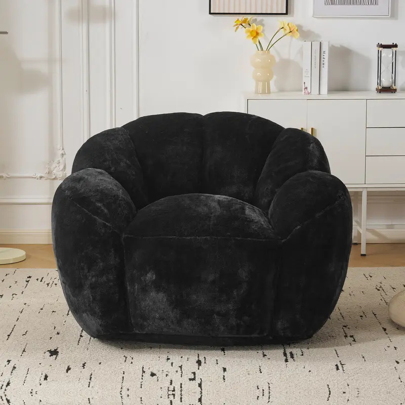 Oversized Faux Fur Bean Bag Chair | Ultra Soft Cozy Lounge Sofa with Supportive Backrest for Bedroom & Living Room