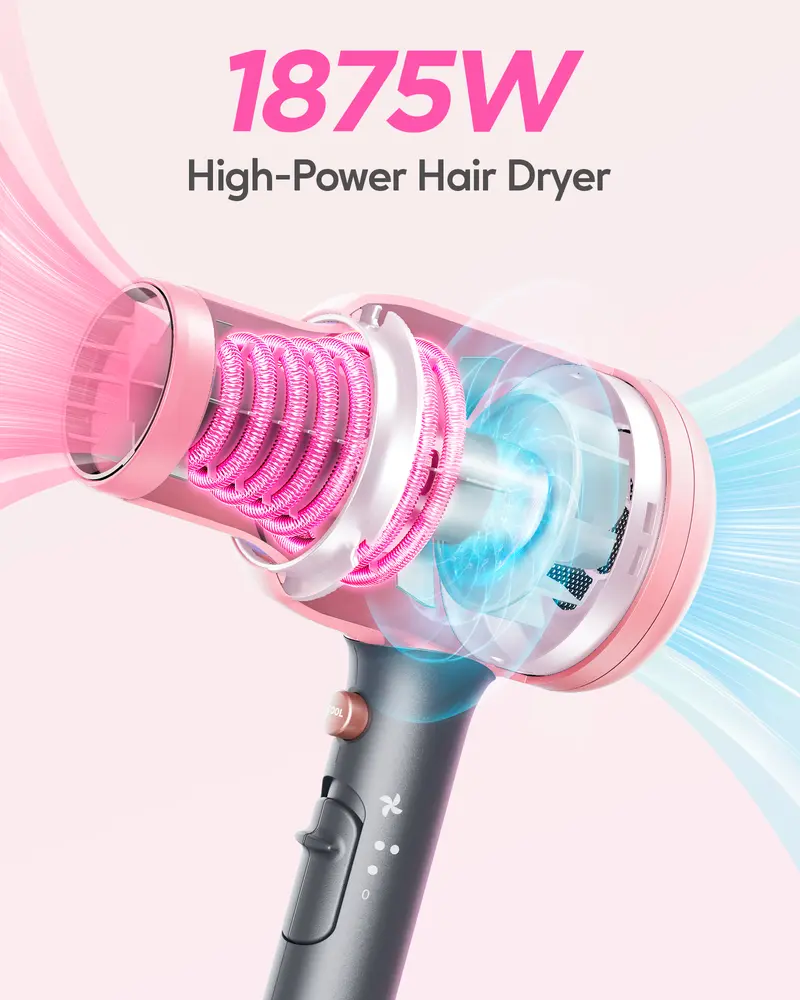 Wavytalk Blown Away Ionic Hair Dryer | 1875W Fast-Drying Hair Dryer with Diffuser & Styling Comb