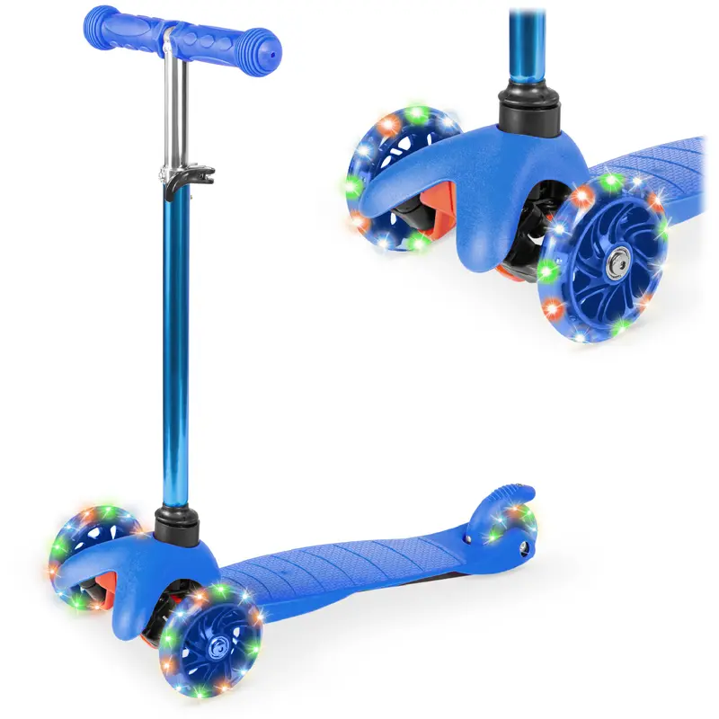 Best Choice Kids 3-Wheel Kick Scooter, Height Adjustable T-Bar, LED Light-Up Wheels Foldable Scooter for Ages 3+