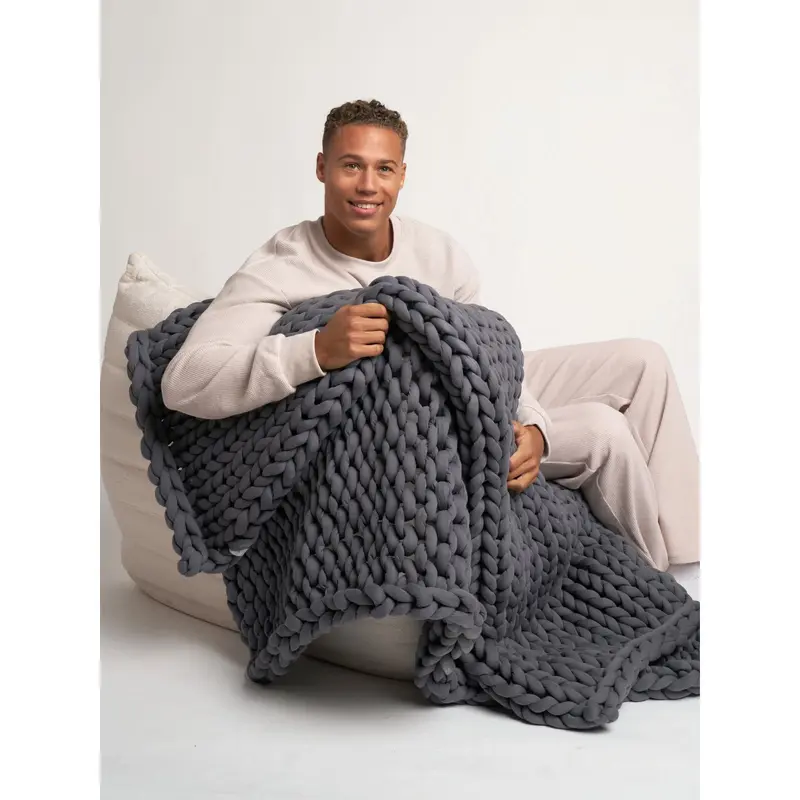 Comfrt CuddleCloud Weighted Blanket | 20lb Chunky Knit Cotton Blanket for Deep Comfort
