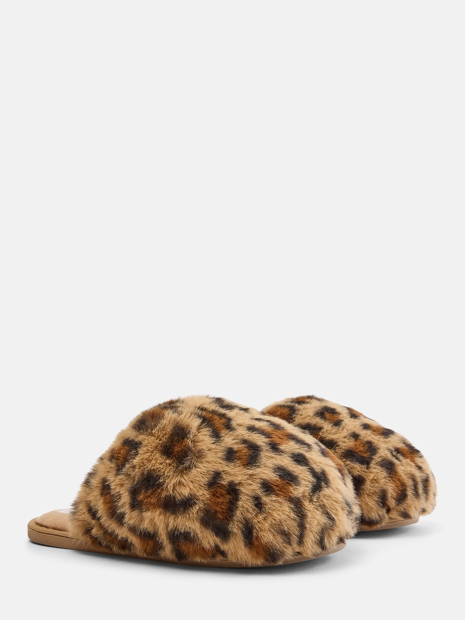Joyspun Women’s Faux Fur Puff Scuff Slippers