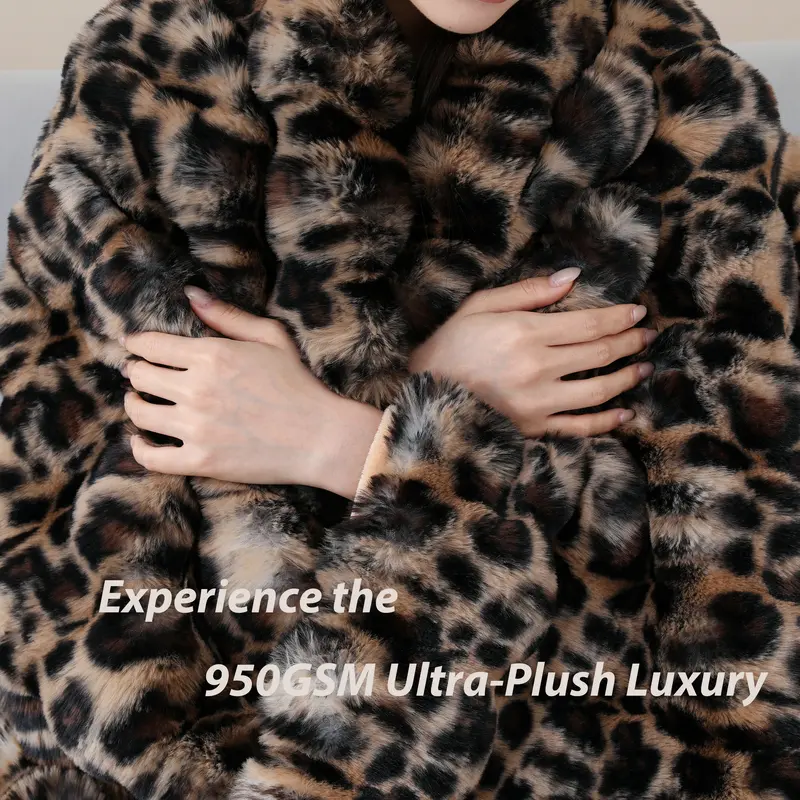 Loisel LuxeBubble Leopard Faux Fur Blanket – Ultra Soft 950GSM Cozy Throw for Sofa, Bed & Home Decor