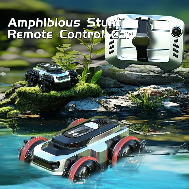 BRRRRT Amphibious Remote Control Car 4WD WaterproofRC Vehicle 360°Rotation RC Truck Stunt Car 2.4 GHzRemote Control Boat for 5-12 Kids Girls Boys Gift AllTerrain Water Beach Pool Toy