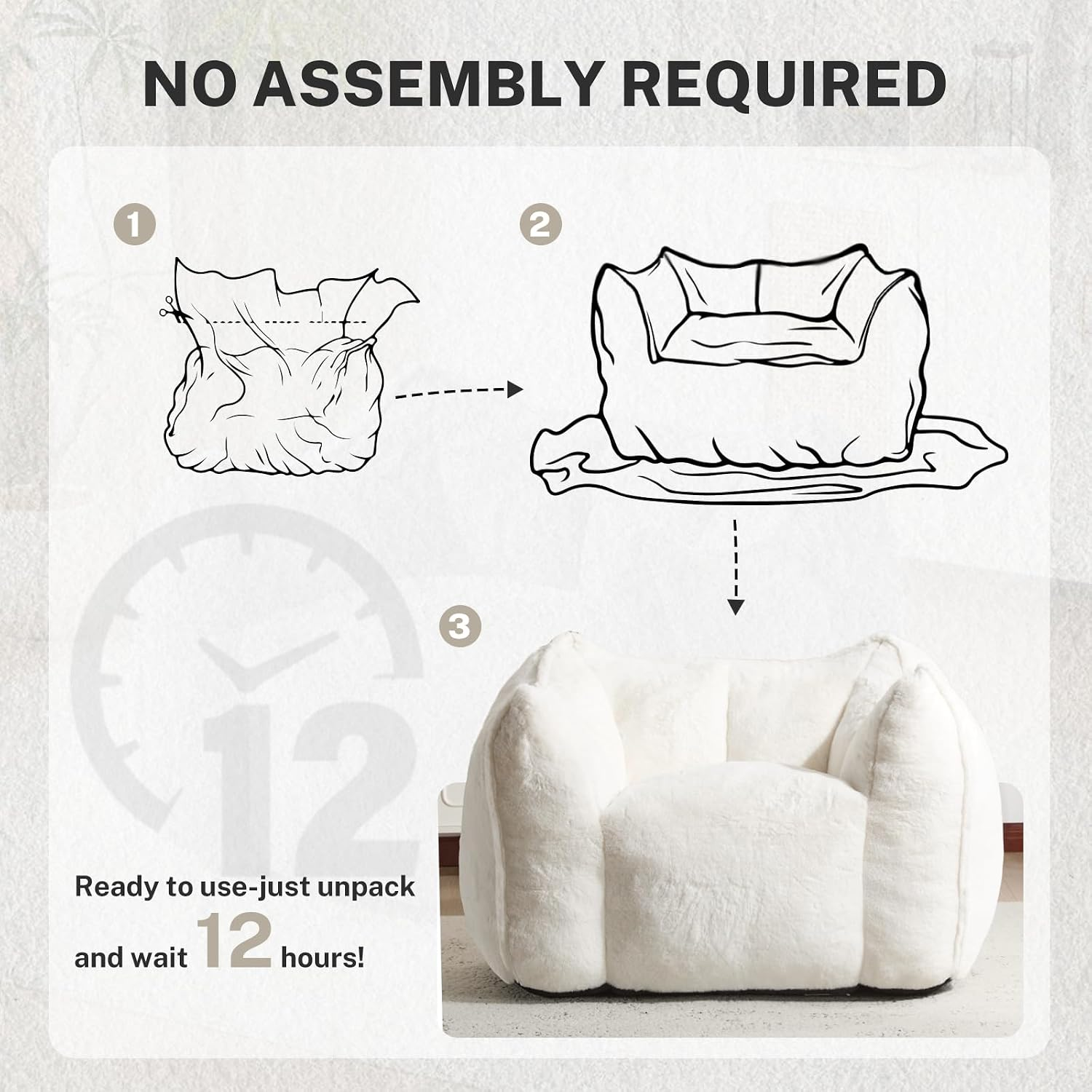 NLFZEK Giant Bean Bag Chair – Oversized Plush Lounge Seat with Faux Fur & Memory Foam