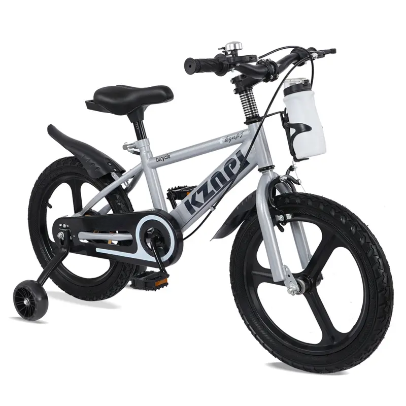 18 Inch Kids Bike | Adjustable Kids Bicycle with Training Wheels, Light-Up Wheels & Water Bottle