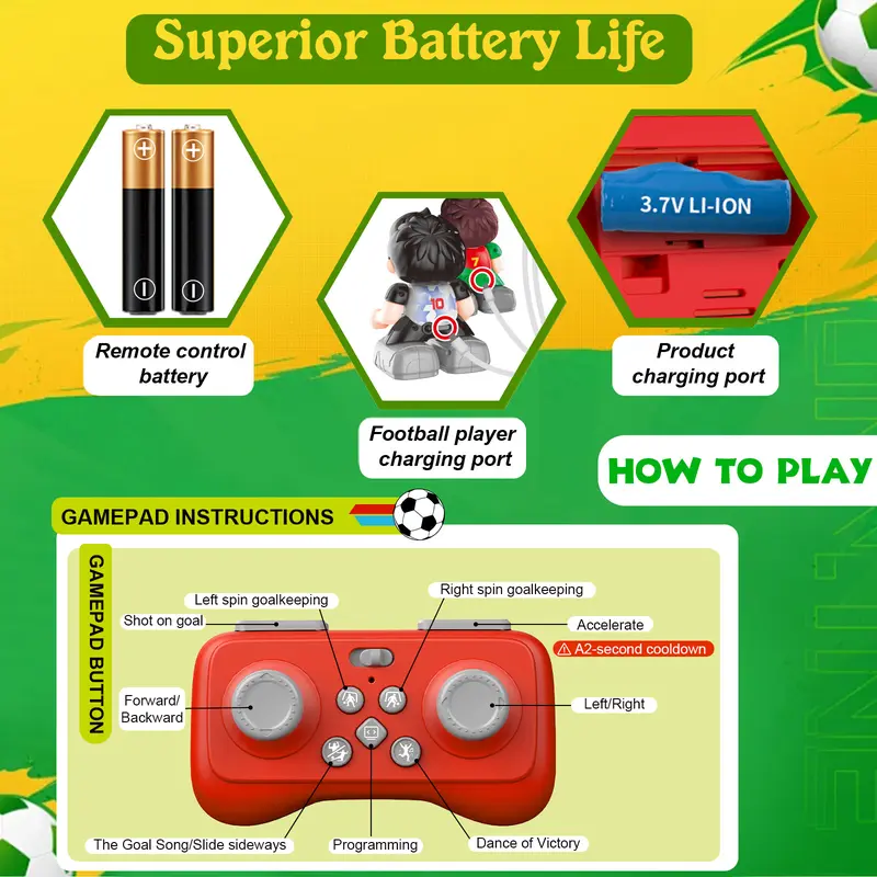 RC Table Football Game for Kids & Family – 1–4 Player Remote Control Soccer Game with LED Lights & Sound Effects