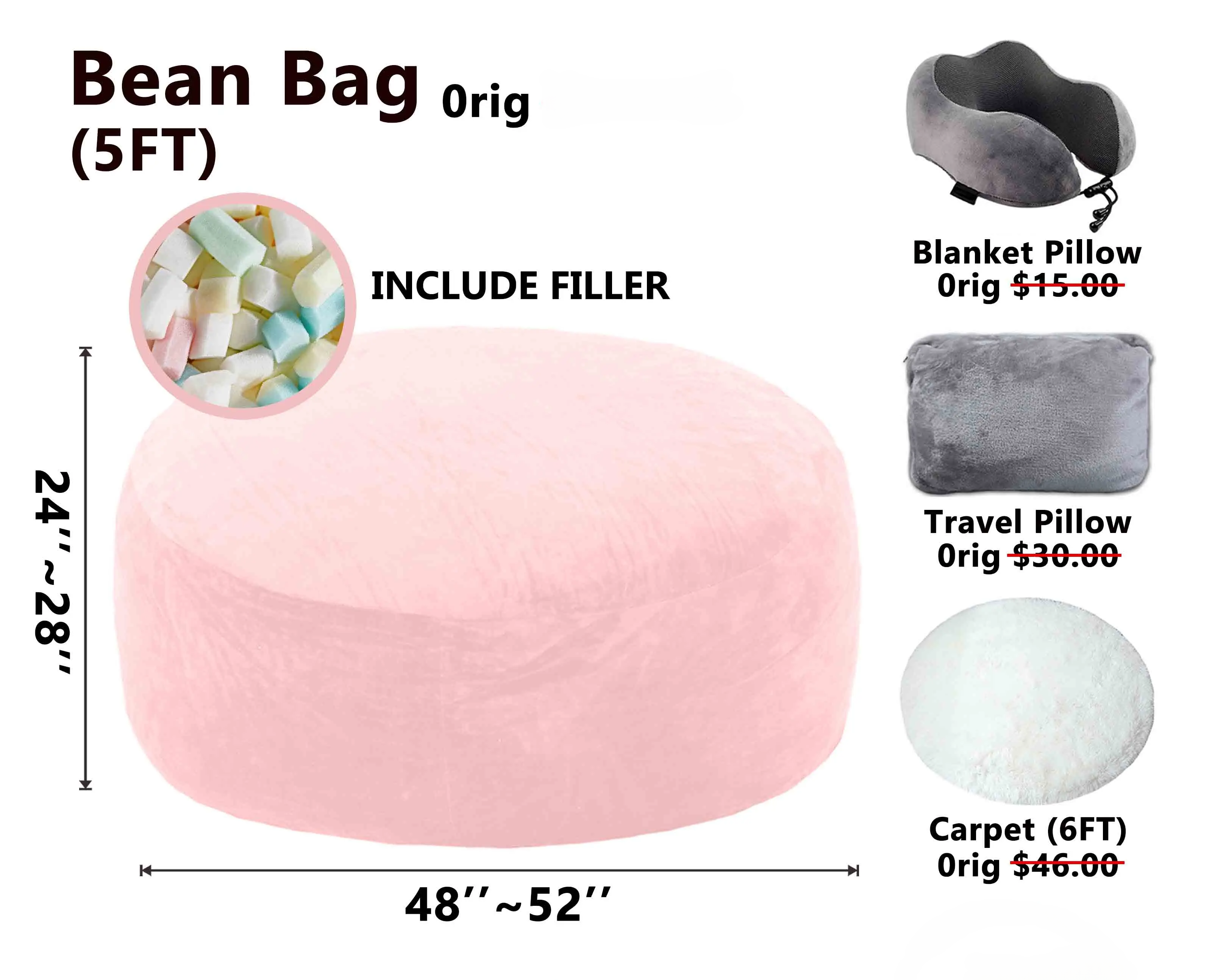 Memory Foam Bean Bag Chair | Ultra-Soft Lounge Chair with Washable Cover for Adults