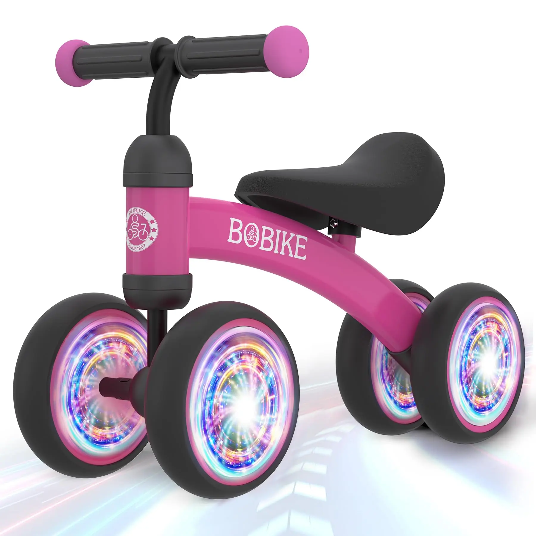 Bobike 4-Wheel Toddler Balance Bike, No Pedal Training Walker with 135° Limited Steering, ASTM EN71 Certified First Birthday Gift