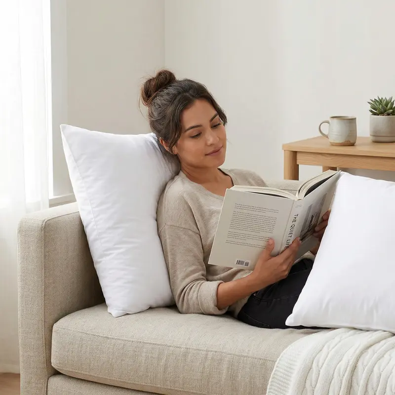 4 Pack Fluffy Pillow Inserts | Soft Decorative Cushion Fillers with High-Rebound Support for Sofa & Bed
