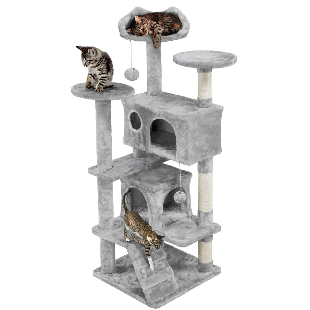 Yaheetech Multi-Level Cat Tree Tower | Sisal Scratching Posts & Cozy Condos (54–61")