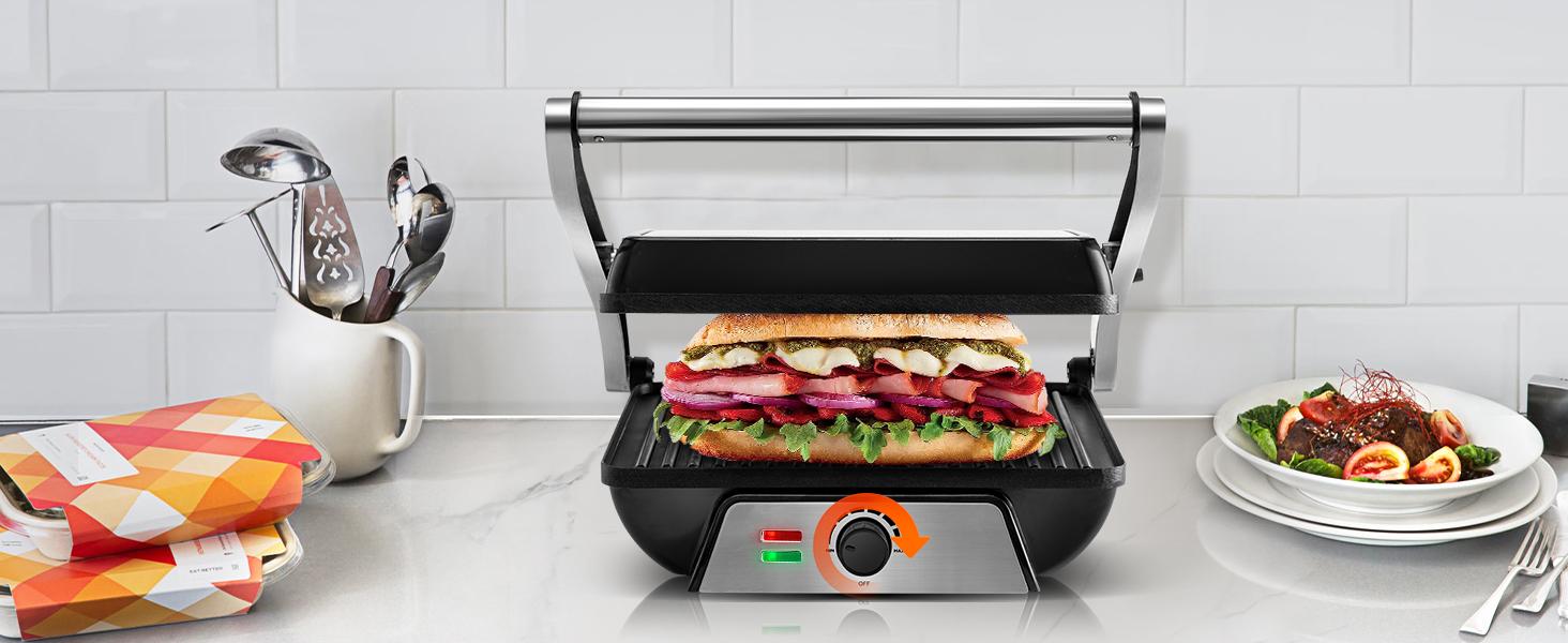 SUSTEAS Sandwich Maker Multi-Function Electric Indoor Grill, Non-Stick Panini Maker with Grease Tray Nonstick Griddle Toastie Machine Toastiemachine Kitchen Appliances Multifunction summerwins