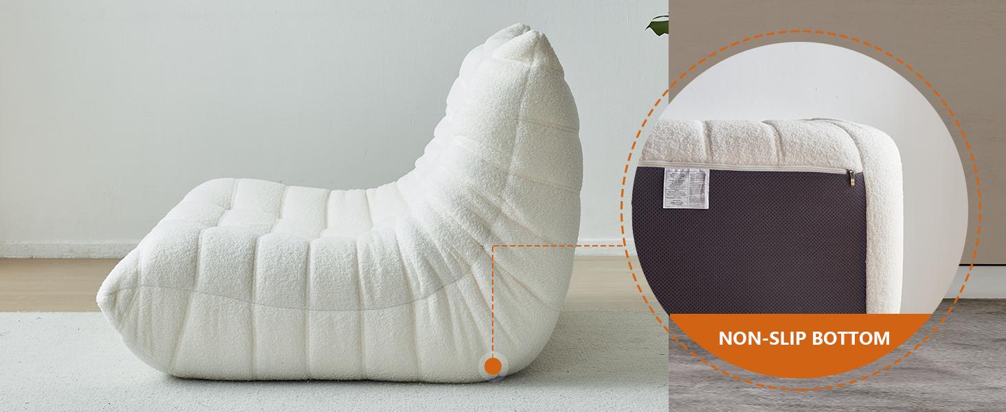 Togo Sofa for Adults 1/2/3 Seater Bean Bag Chair Sofa, Ergonomic High Density Memory Foam, Ultra Soft Teddy Fleece Fabric, Anti Slip Bottom, No Assembly Required, Modern Decor Fireside Lounger for Living Room Bedroom Office, Summer Deal