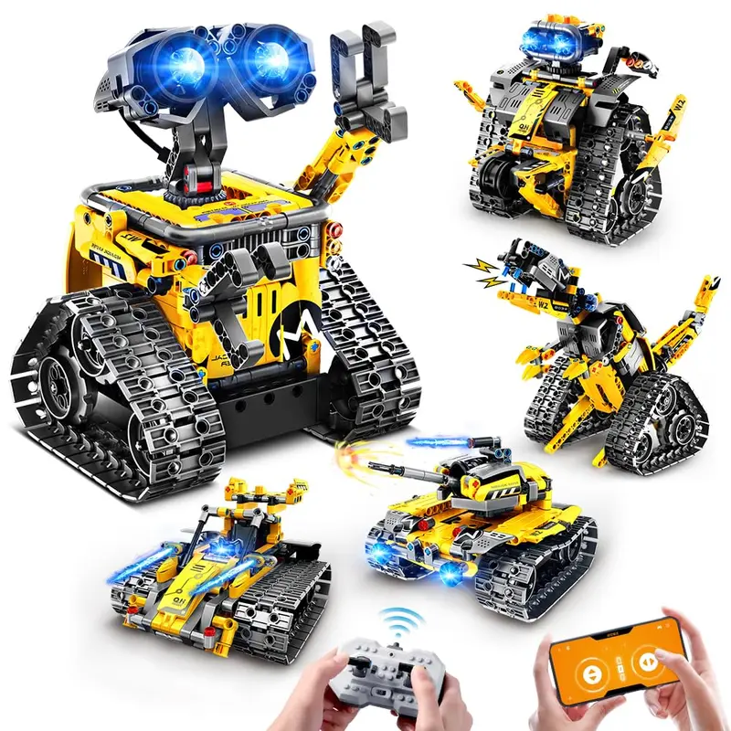 INSOON 5-in-1 RC Robot Building Set | APP & Remote Control STEM Construction Toy, 520PCS for Kids Ages 6-12