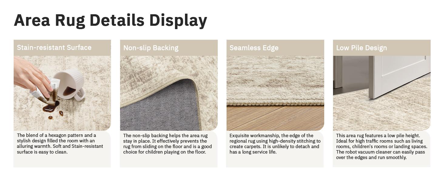 Art&Tuft Classic Geometric Indoor Area Rug - Large, Soft, Non-Slip, Stain-Resistant, Machine Washable Rugs for Bedroom, Household Decor (Various Sizes), Machine Washable Rug,back to school,dorm essentials,home decor,home essentials