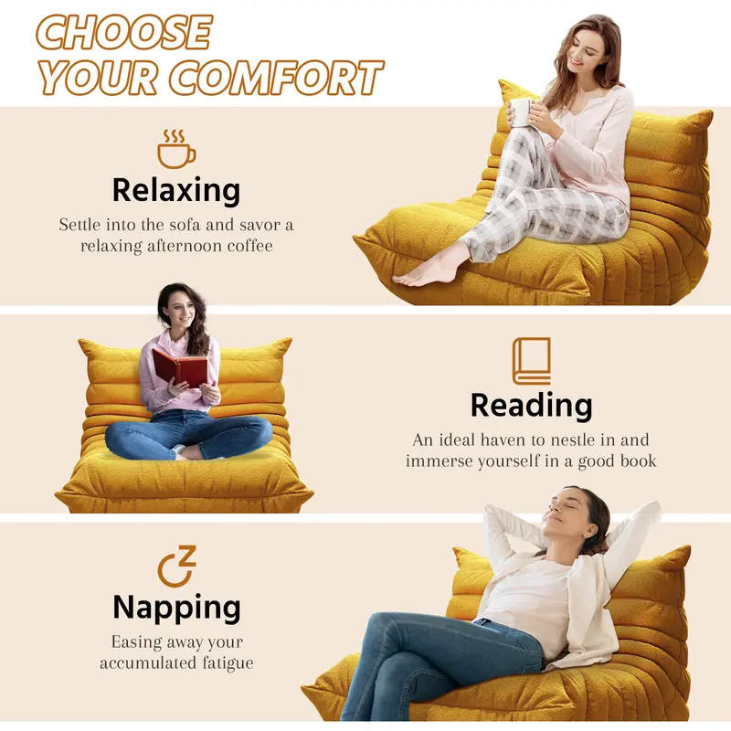 Bean Bag Chair with Memory Foam | Teddy Fleece Lounge Chair, No Assembly Required