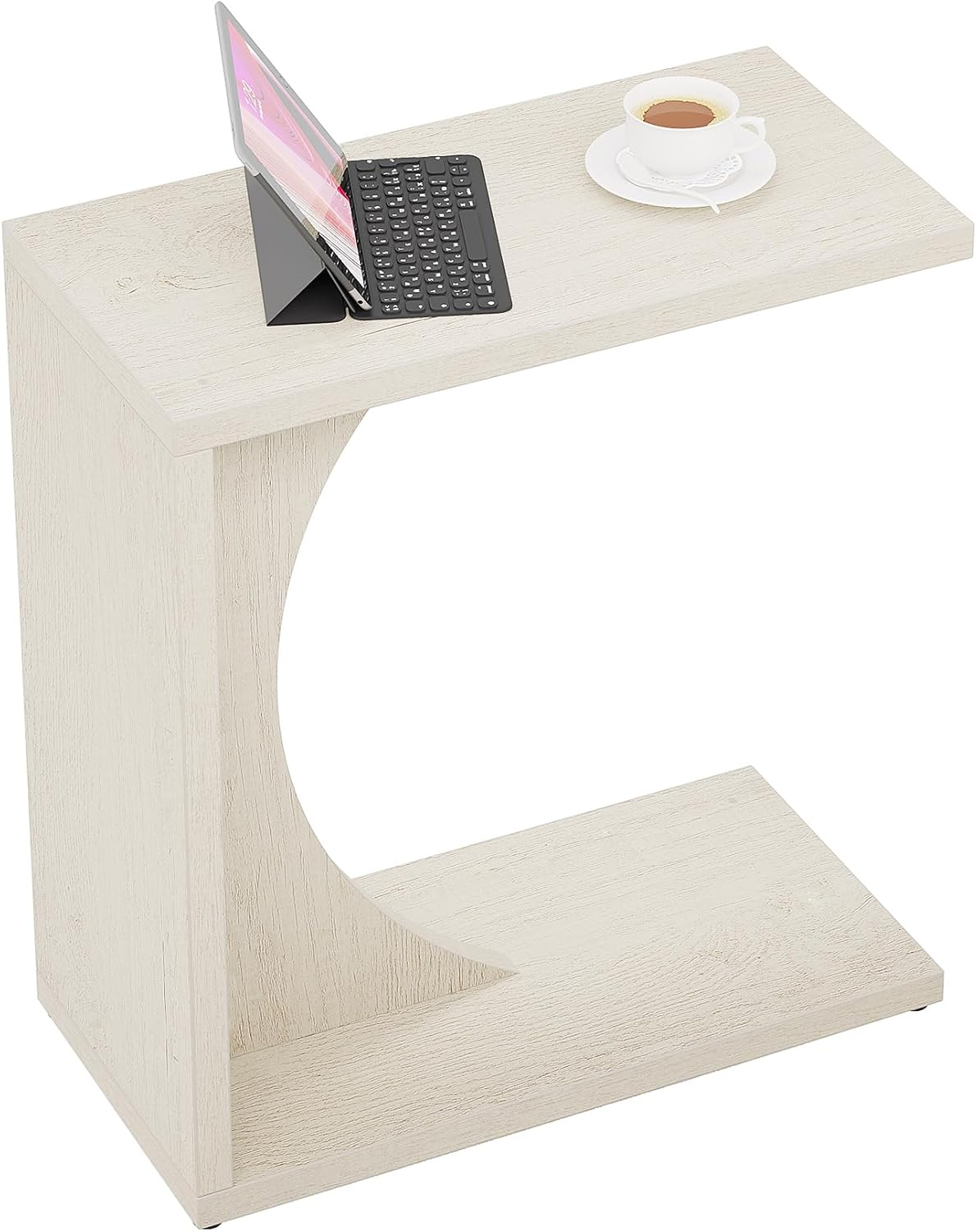 NLFZEK C-Shaped Side Table – Modern Sofa End Table for Small Spaces, Living Room & Bedroom