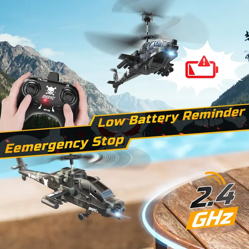 DEERC RC Helicopter for Kids & Beginners | 26-Min Flight, 2 Rechargeable Batteries, Altitude Hold, LED Lights & One-Key Takeoff