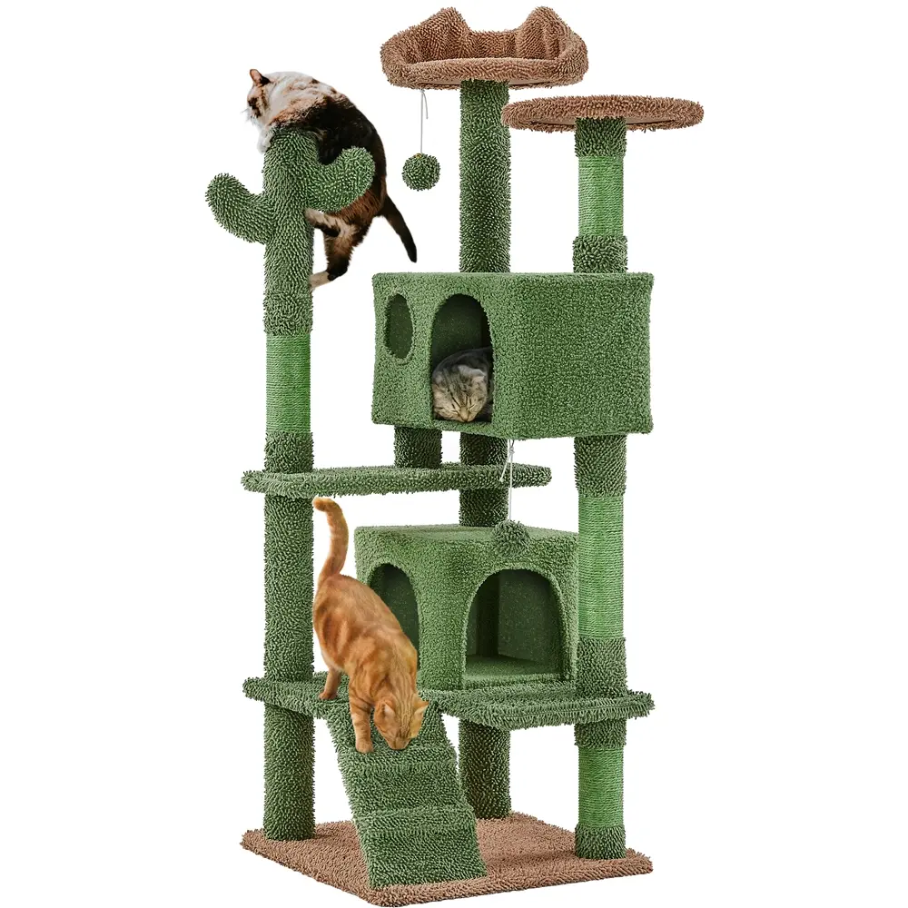 Yaheetech Multi-Level Cat Tree Tower | Sisal Scratching Posts & Cozy Condos (54–61")