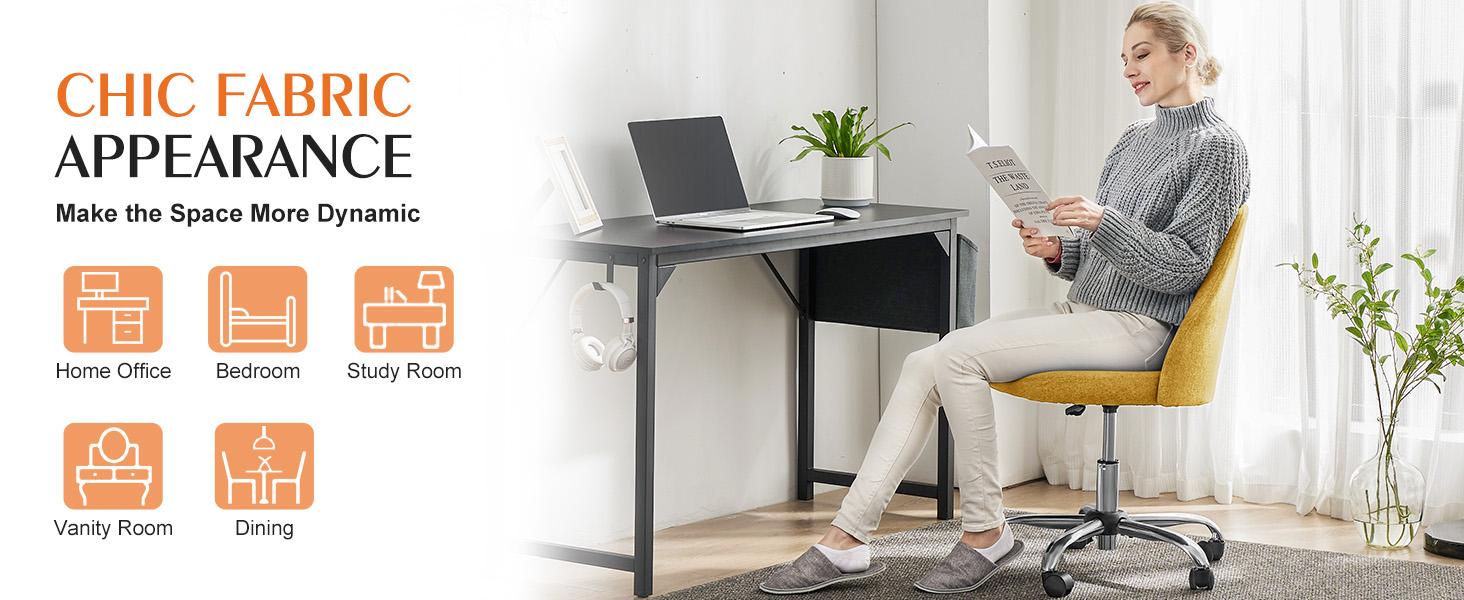 Office Chair, Modern Fabric Desk Chair with Wheels, Space-Saving Swivel Seating, Adjustable Comfort Computer Vanity Chair Office Chair, Modern Fabric Desk Chair with Wheels, Space-Saving Swivel Seating, Adjustable Comfort Computer Vanity Chair