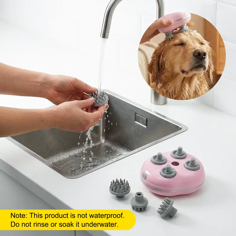 Geoorood Electric Pet Head Massager for Cats & Dogs | 3-Speed USB Rechargeable Silicone Massage Brush for Stress Relief & Grooming