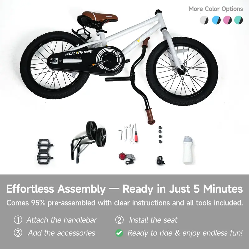 WINHOPE Explorer Kids Bike 12–18 Inch | Adjustable Bicycle with Training Wheels & Front/Rear Brakes