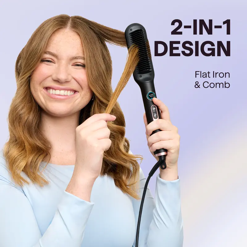 Wavytalk Sleek Sweep Ionic Hair Straightener Brush and Blown Away Ionic Hair Dryer with Diffuser Set