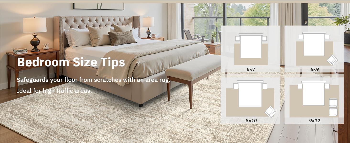 Art&Tuft Classic Geometric Indoor Area Rug - Large, Soft, Non-Slip, Stain-Resistant, Machine Washable Rugs for Bedroom, Household Decor (Various Sizes), Machine Washable Rug,back to school,dorm essentials,home decor,home essentials