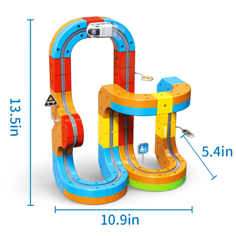Electric Train Set Flexible Race Track Rail Toys, Building Toy Train Track Gravity-Defying 3D Embedded Layouts & Motorized Car, STEM Learning Gift