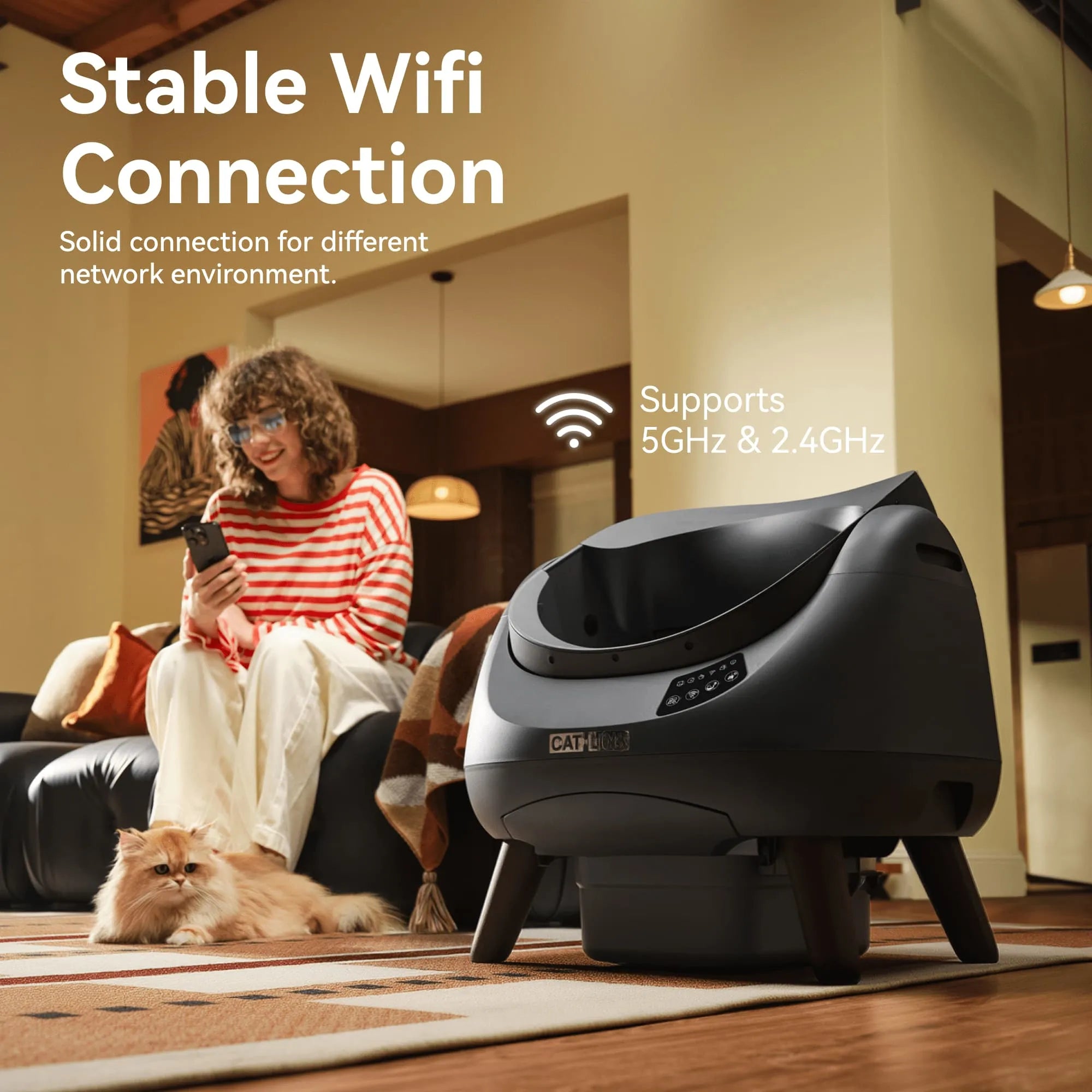 Open-Top Automatic Self-Cleaning Cat Litter Box for Multi-Cat Homes