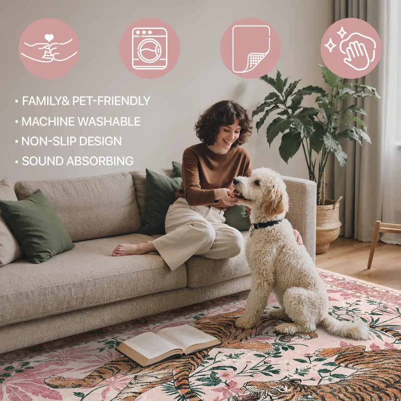 GENIMO Non Slip Area Rug for Living Room, Bedroom, Kitchen - Lightweight Mat, Machine Washable Low Pile Rugs,home decor,home essentials