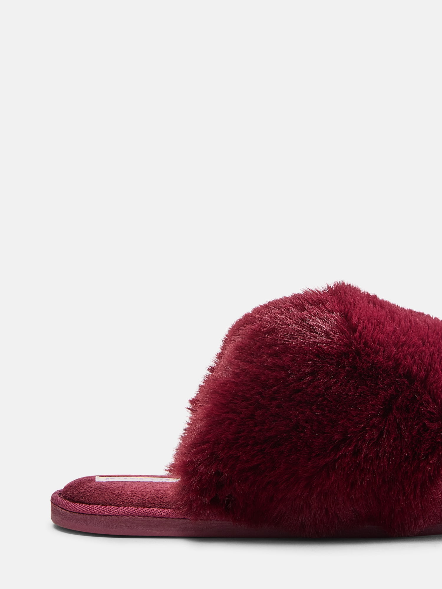 Joyspun Women’s Faux Fur Puff Scuff Slippers