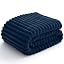 NLFZEK Ribbed Plush Blanket Queen Size – Ultra Soft Fleece Bed Throw, Cream