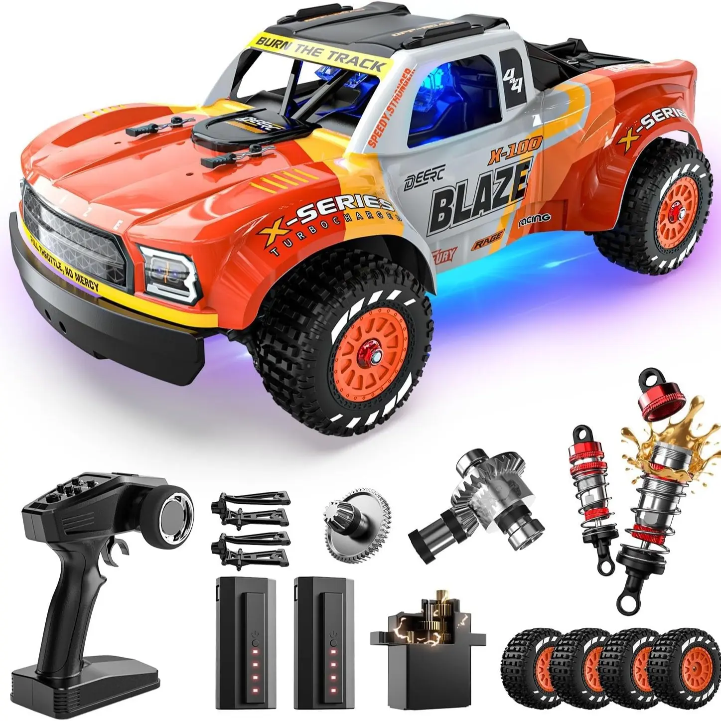 1:14 Brushless Motor RC Car, 14210 4x4 Waterproof High-Speed Offroad RC Truck, 2x3S Lipo Batteries, Max 50+ MPH, Kids Car for Spring Outdoor Fun summerwins