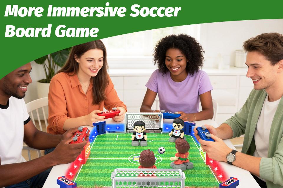 RC Soccer Table Game for Kids,33.2" Large Playing Field 1&ndash;4 Player Interactive Foosball Board Game with LED Lights,Sound Effects,Rechargeable Party Game for Family, Kids & Adults#Summervibes