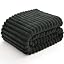 NLFZEK Ribbed Plush Blanket Queen Size – Ultra Soft Fleece Bed Throw, Cream
