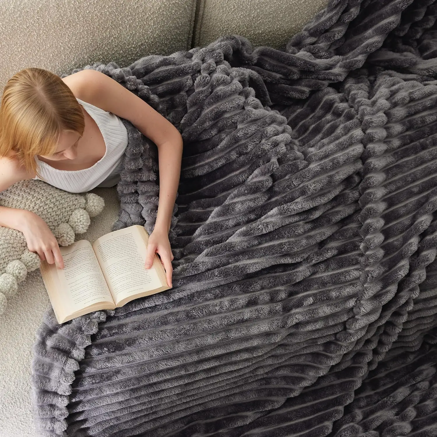 Bedsure GentleSoft Cozy Blanket – Ultra Soft Stripe Fleece Throw for Sofa, Bed & Everyday Comfort