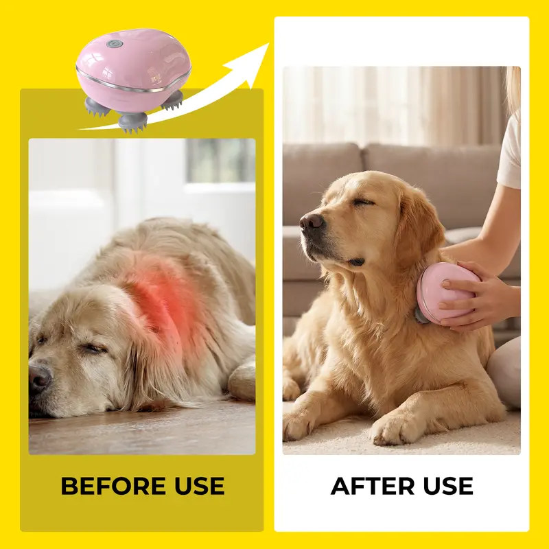 Geoorood Electric Pet Head Massager for Cats & Dogs | 3-Speed USB Rechargeable Silicone Massage Brush for Stress Relief & Grooming