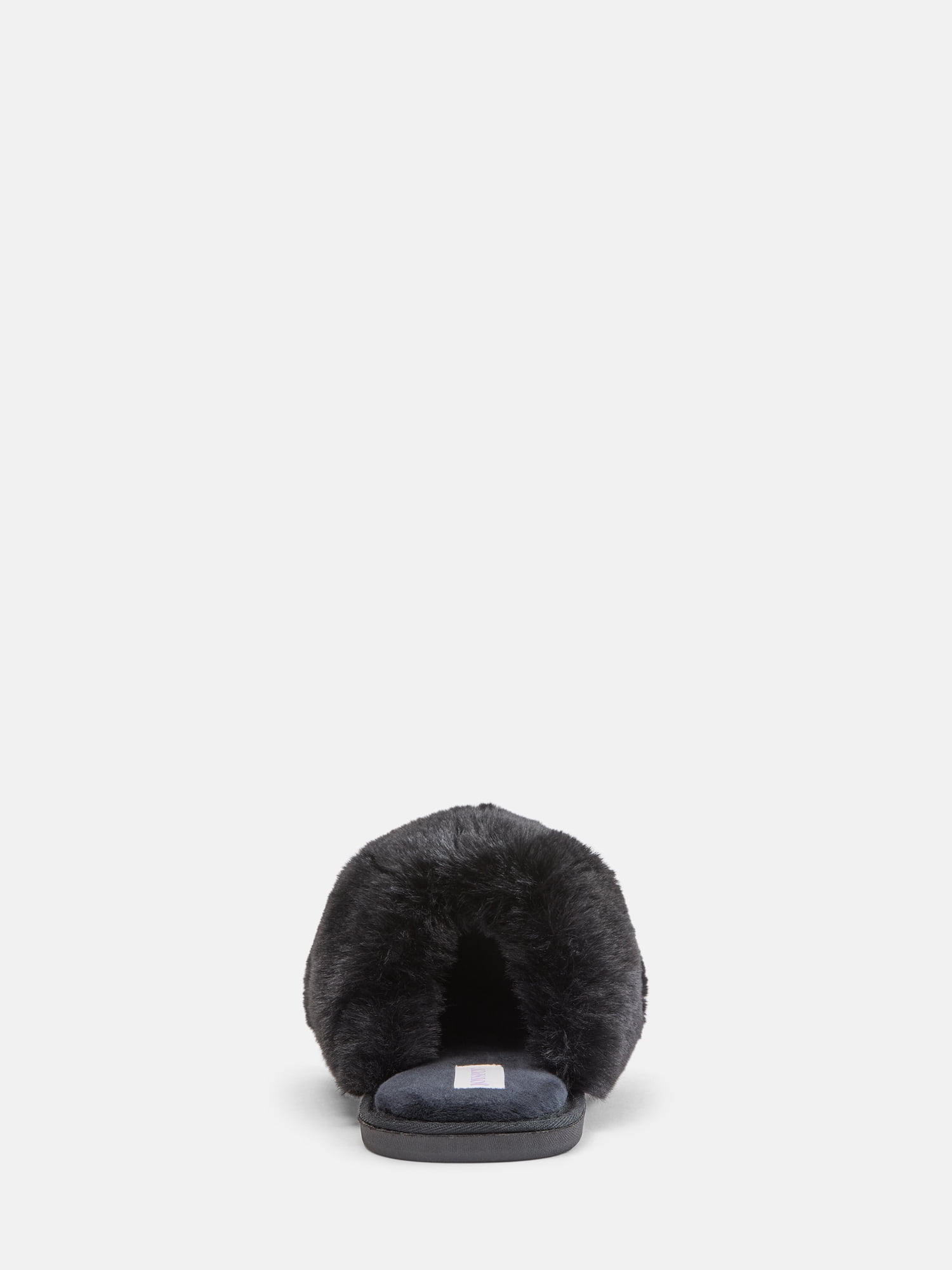 Joyspun Women’s Faux Fur Puff Scuff Slippers