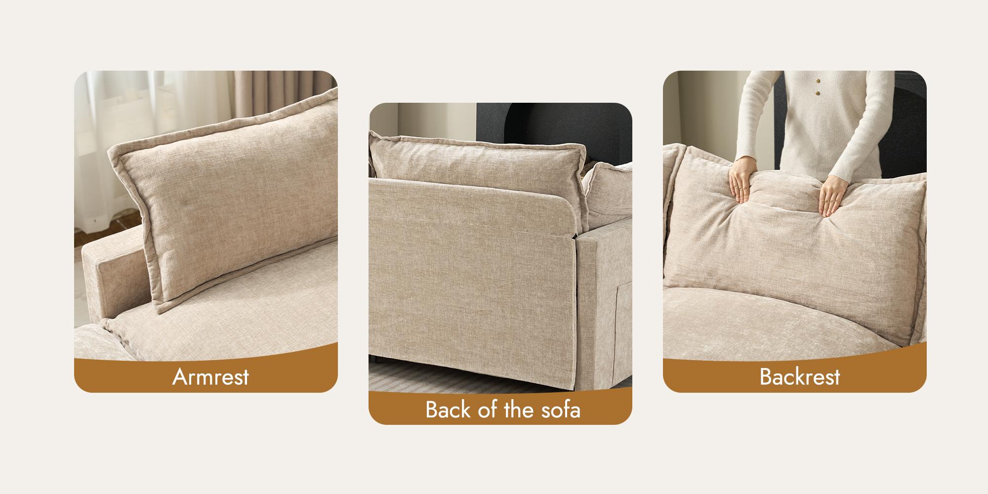 CAODOC 108&rdquo; U-Shaped Modular Sectional Sofa with 2 Movable Ottomans, Comfy Cloud 3-Seater Deep-Seat Chenille Couch, Furniture for Room, Breathable Fabric, Thick Cushions, Solid Wood Frame, Storage Pockets, Pet-Friendly, Multi-Package Shipping