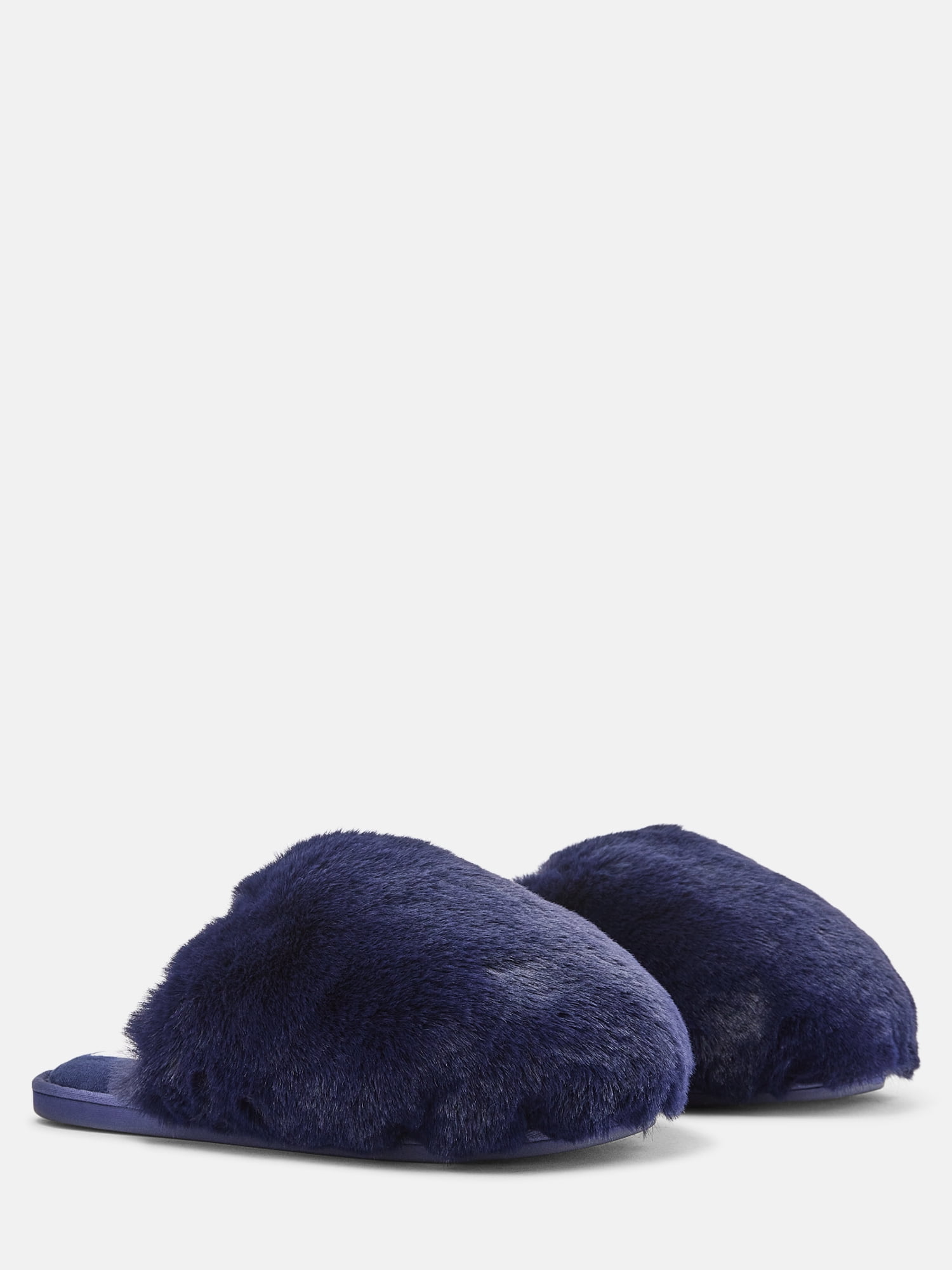 Joyspun Women’s Faux Fur Puff Scuff Slippers