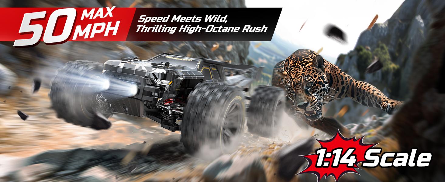 DEERC 1:14 Brushless Motor RC Car, 14210 4x4 Waterproof High-Speed Offroad RC Truck, 2x3S Lipo Batteries, Max 50+ MPH, Kids Car for Spring Outdoor Fun summerwins