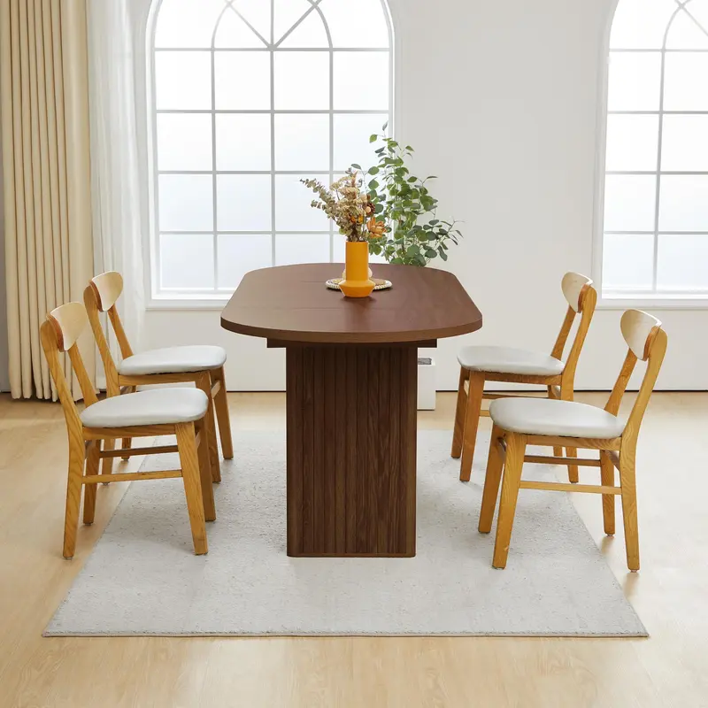 Giratree 70.8" Oval Dining Table for 6–8 | Modern Farmhouse Table with Wood Slat Base