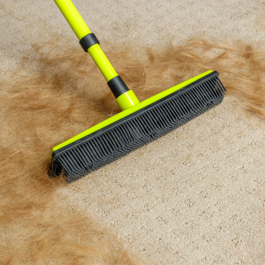 NLFZEK Pet Hair Removal Broom – Dual-Sided Rubber Squeegee & Electrostatic Brush for Floors, Carpets & Sofas