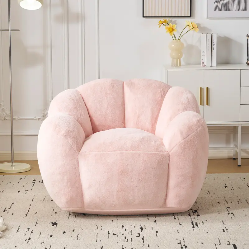 Oversized Faux Fur Bean Bag Chair | Ultra Soft Cozy Lounge Sofa with Supportive Backrest for Bedroom & Living Room