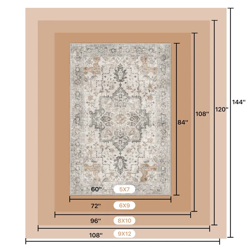 GENIMO Non Slip Area Rug for Living Room, Bedroom, Kitchen - Lightweight Mat, Machine Washable Low Pile Rugs,home decor,home essentials