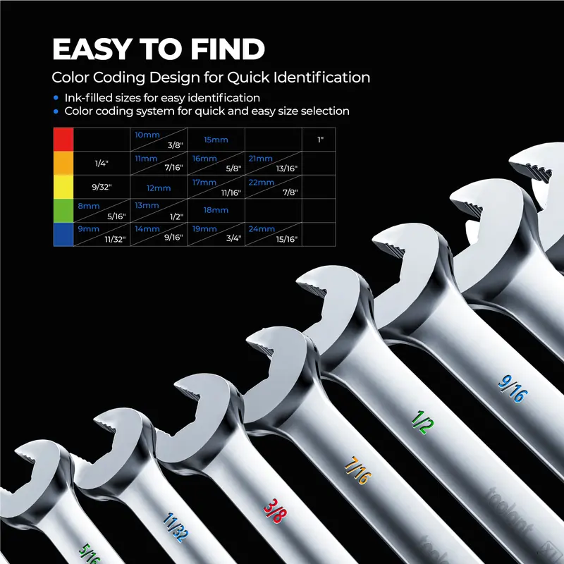 Toolant 30-Piece Metric & SAE Combination Spanner Set | Max Grip Offset Wrenches with Anti-Slip Teeth & Storage Rack