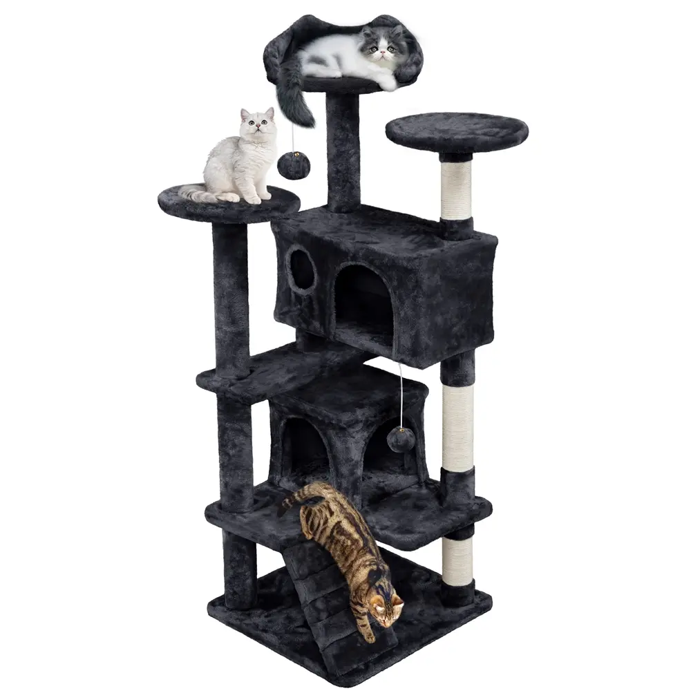 Yaheetech Multi-Level Cat Tree Tower | Sisal Scratching Posts & Cozy Condos (54–61")