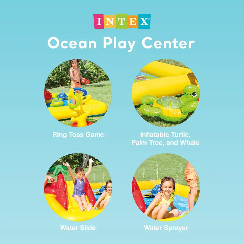 Turn Your Backyard into a Water Park | Intex Dinosaur Inflatable Play Center with Slide