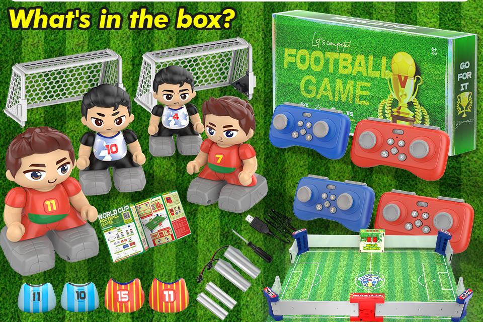 RC Soccer Table Game for Kids,33.2" Large Playing Field 1&ndash;4 Player Interactive Foosball Board Game with LED Lights,Sound Effects,Rechargeable Party Game for Family, Kids & Adults#Summervibes